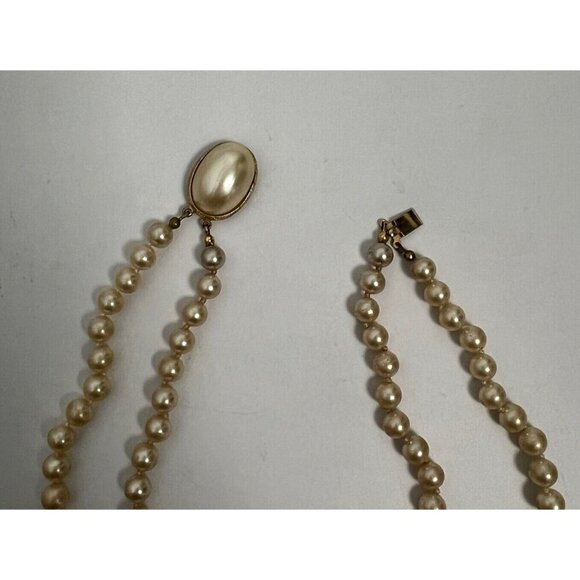 Vintage Cream Faux Pearl Double Strand Beaded Necklace - Picture 11 of 13